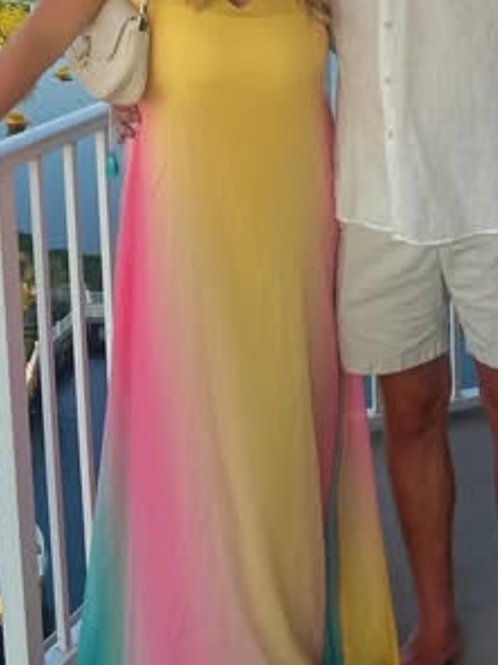 Sunset Ombre Maxi Dress in Yellow, Pink & Teal